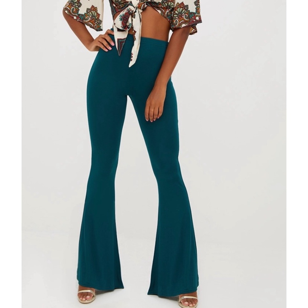 Emerald green flare pants